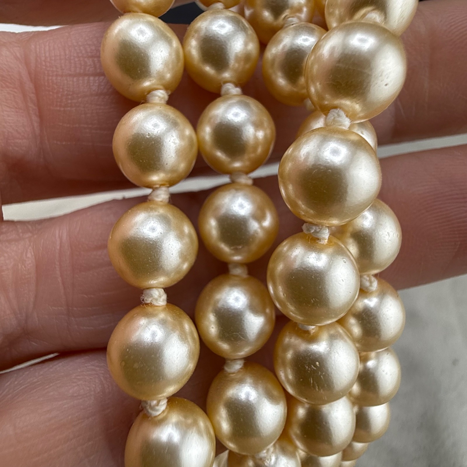 Vintage Faux Pearl Glass Necklace Flapper Opera 32”