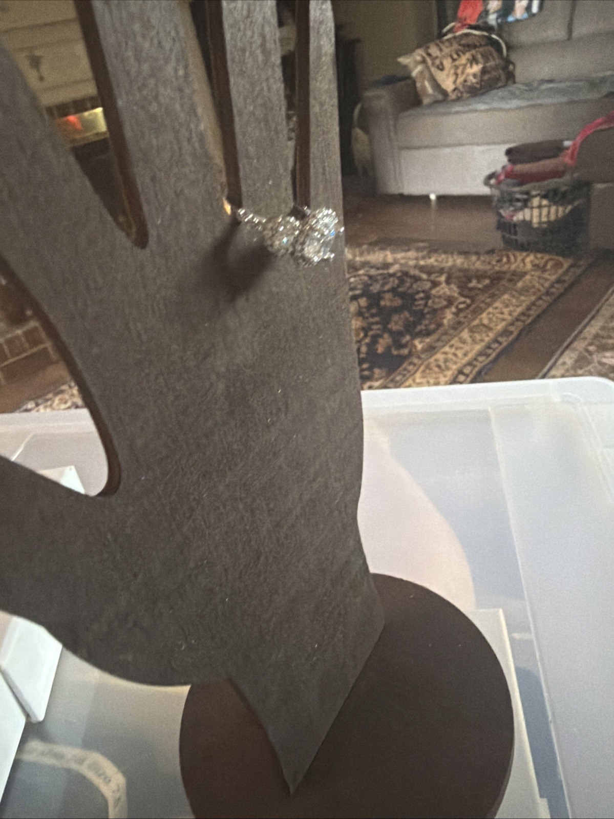 4.76Ctw Round Cut Glass Halo 3-Stone Engagement Ring White Gold Plated