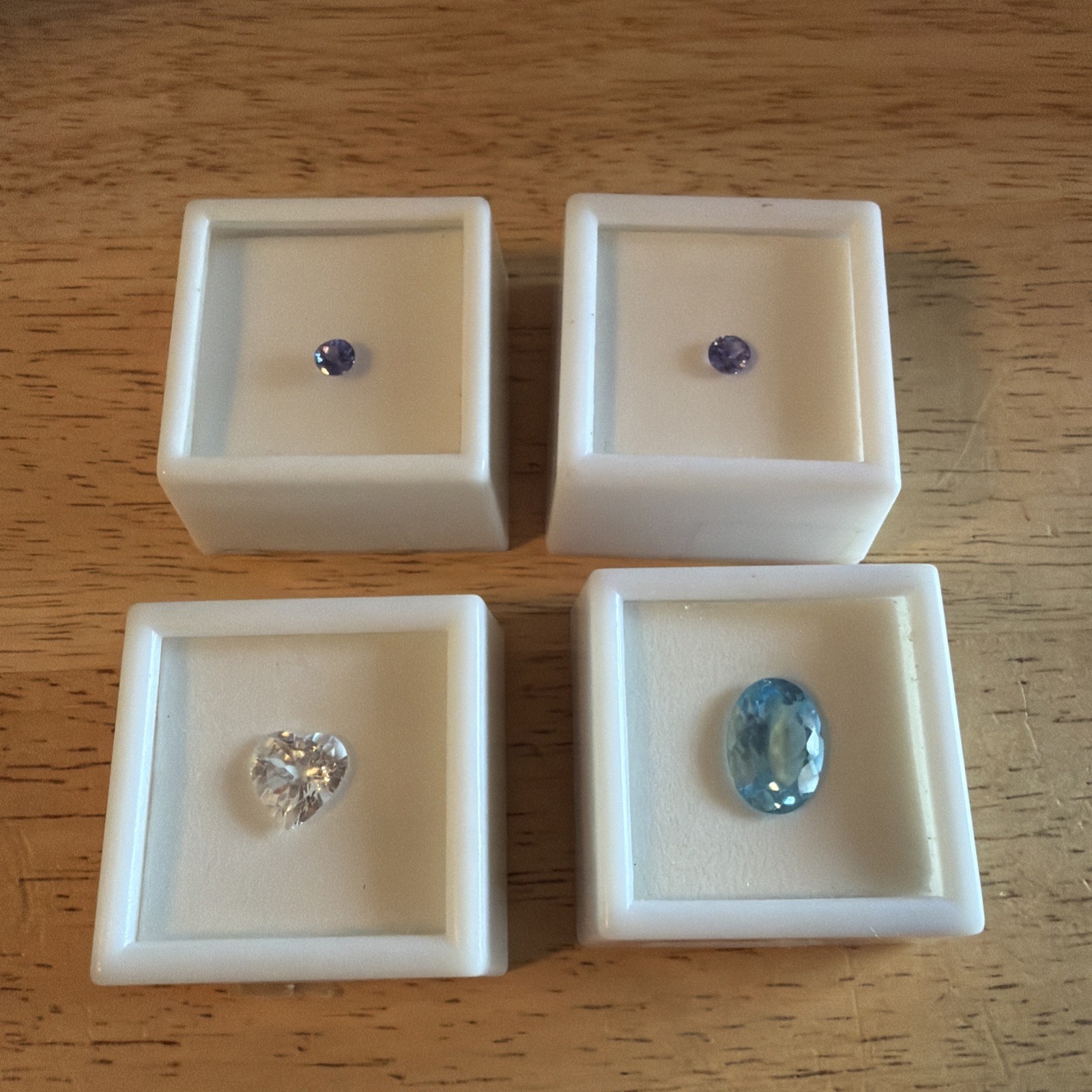 Loose Lot of 4 Various Gemstones White YAG, Tanzanite, Blue Topaz