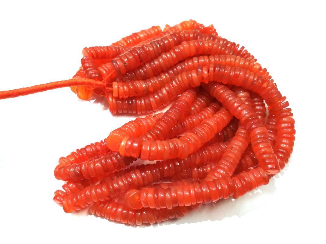Carnelian Tyre Heishi Wheel Smooth 6-7mm Gemstone Beads 12″Inch 1 Strand