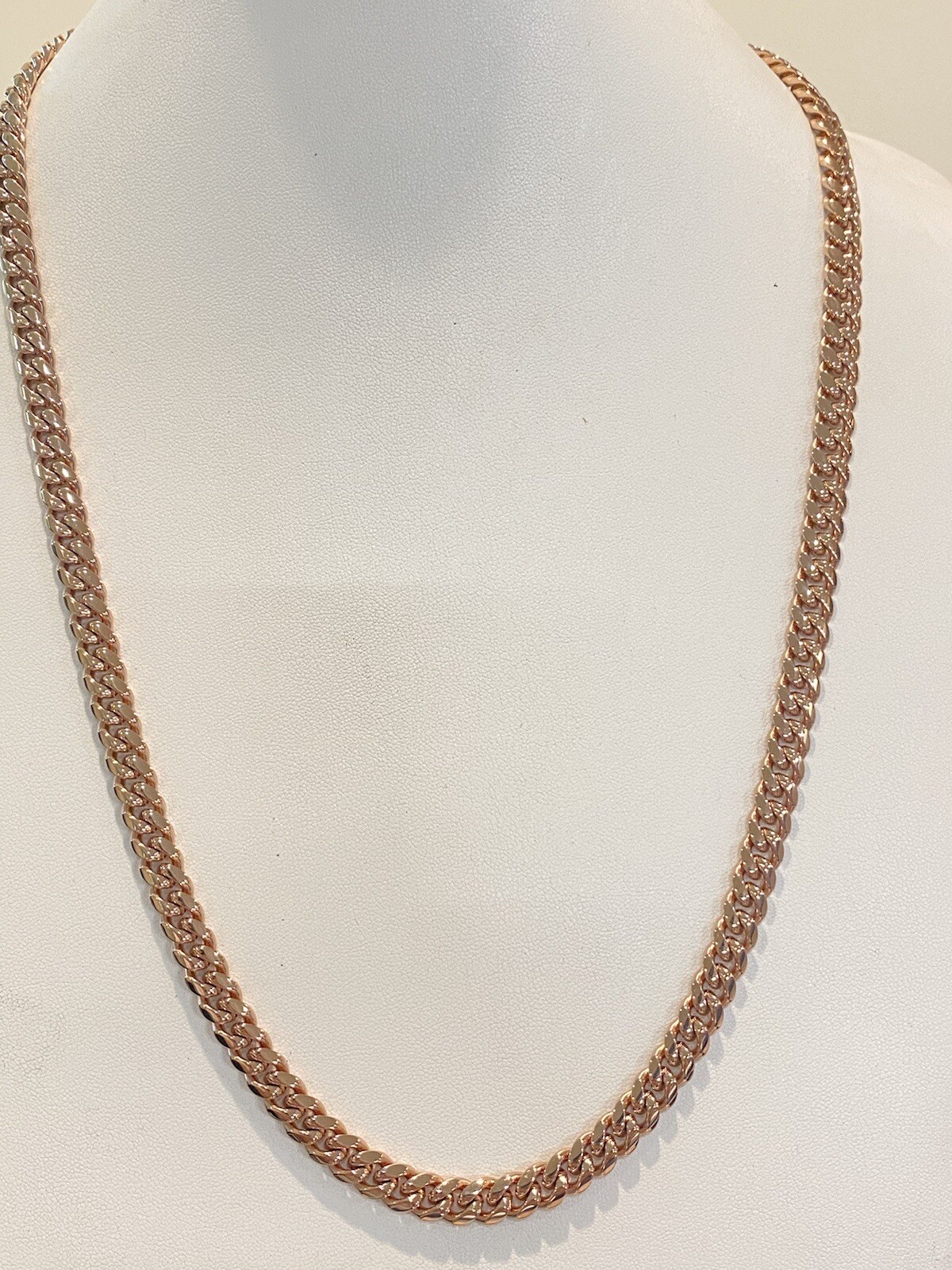 8mm Mens Miami Cuban Link Necklace 14k Rose Gold Plated Stainless Real Chain