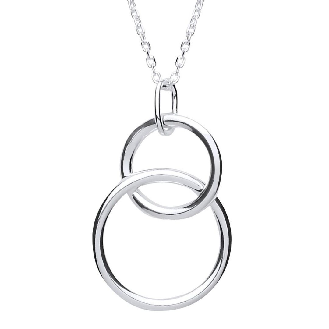 Silver Jewelco London Chinese Linking Rings Drop Necklace 16 + 1 inch