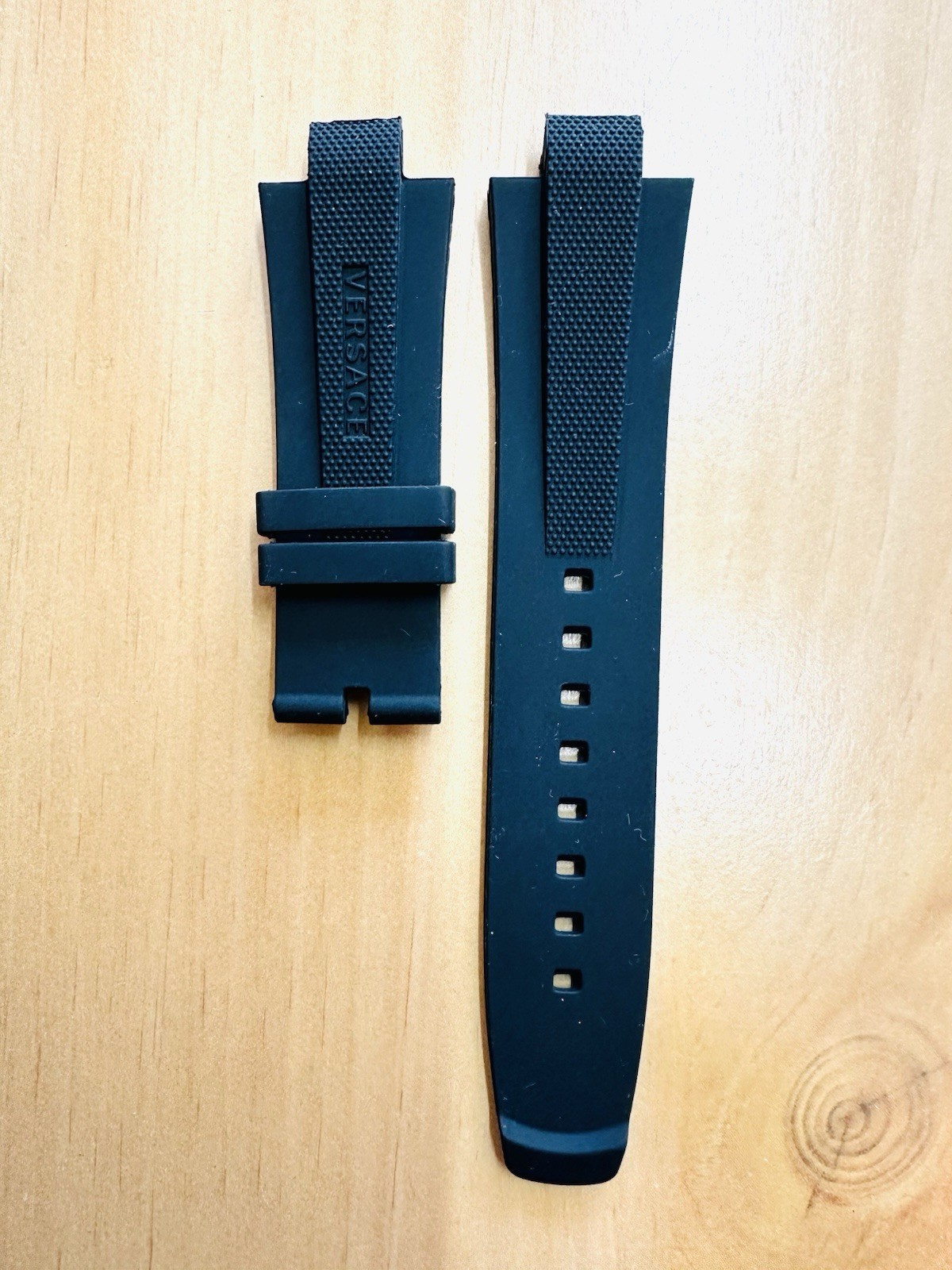 VERSACE WATCH STRAP, VE2H , BLACK RUBBER , TONGUE BUCKLE STRAP , VERSACE STRAP