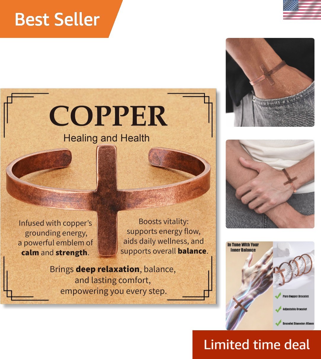 Retro Waterproof Pure Copper Healing Cuff Bracelet – Perfect for Every Occasion