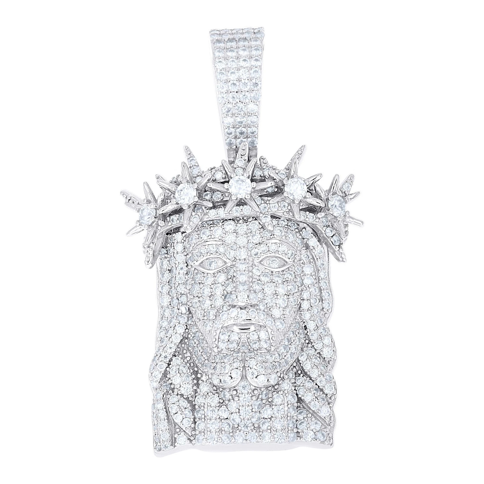 925 Sterling Silver Mens 3.55ct Moissanite Jesus Face Religious Pendant Charm