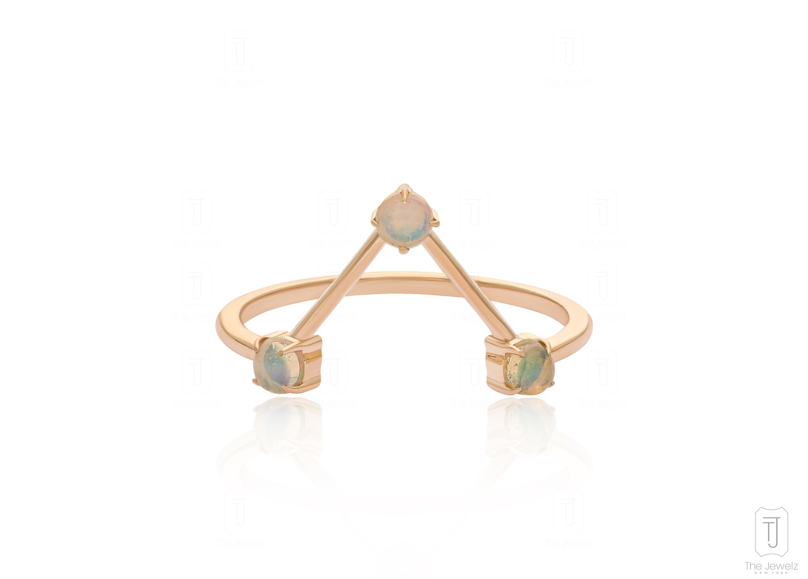 14K Yellow Gold Multi-Gemstone Ring- Option- Pearl/Opal/Moonstone/Turquoise