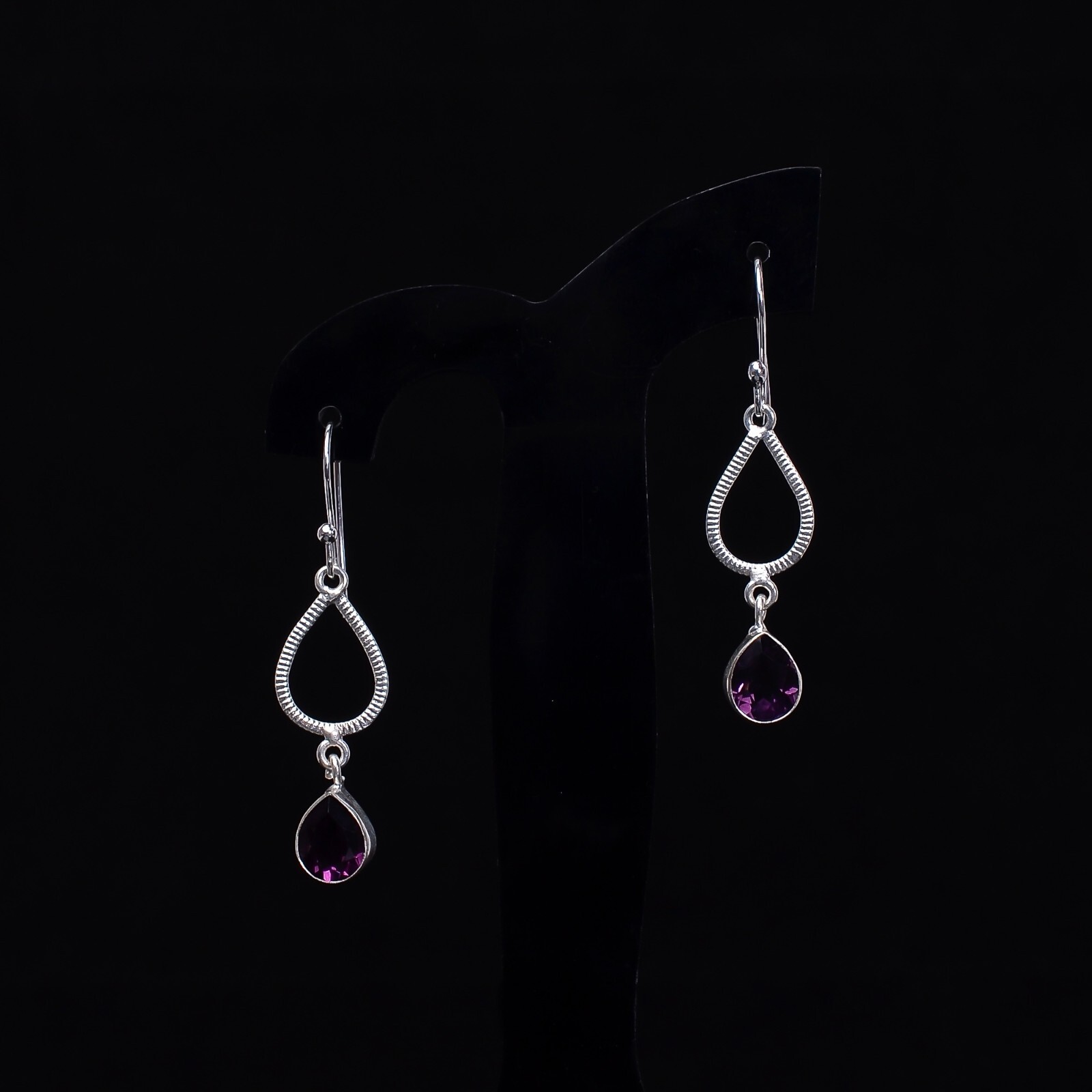 Amethyst Gemstone Dangle Earrings 925 Silver Boho Jewelry 2.2″ For Wedding Gifts