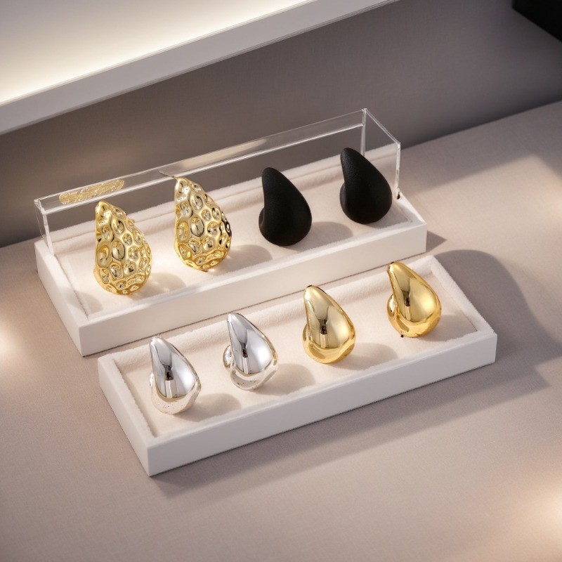 4Pairs Women’s TearDrop Hammer Pattern Ear Studs Set Fashion Geometric Earrings