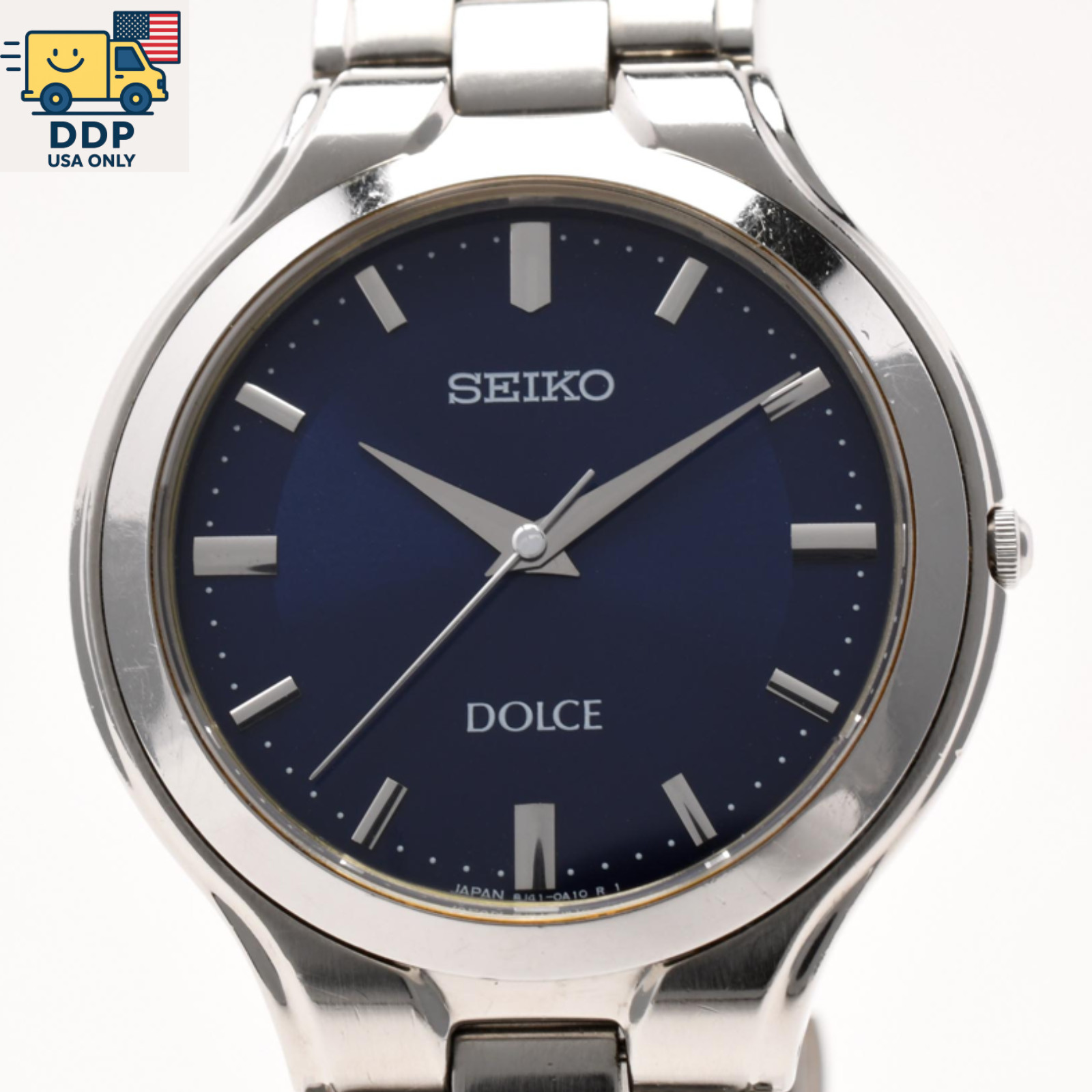 SEIKO Dolce 8J41-0A10 Men’s Silver Navy Dial Quartz Japan 32mm [Near Mint]