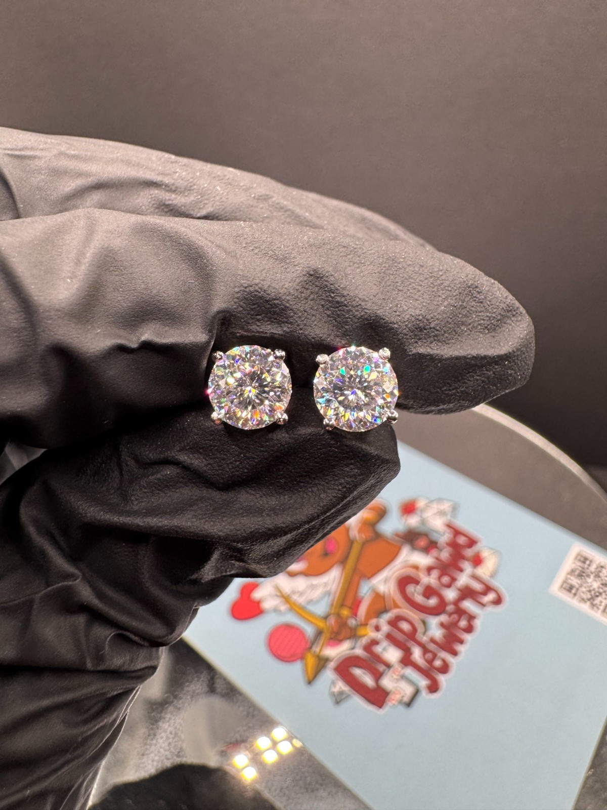 Mens Ladies Real Portuguese Cut Moissanite Stud Earrings 925 Silver VVS D Color