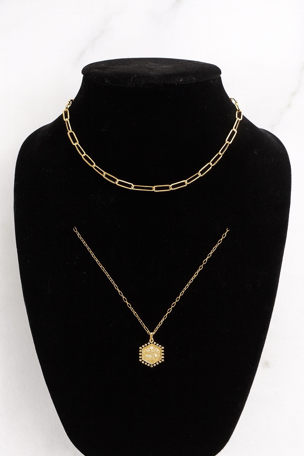 Dainty Layering Initial Necklaces for Women 14k Gold Plated Paperclip Chain NEC