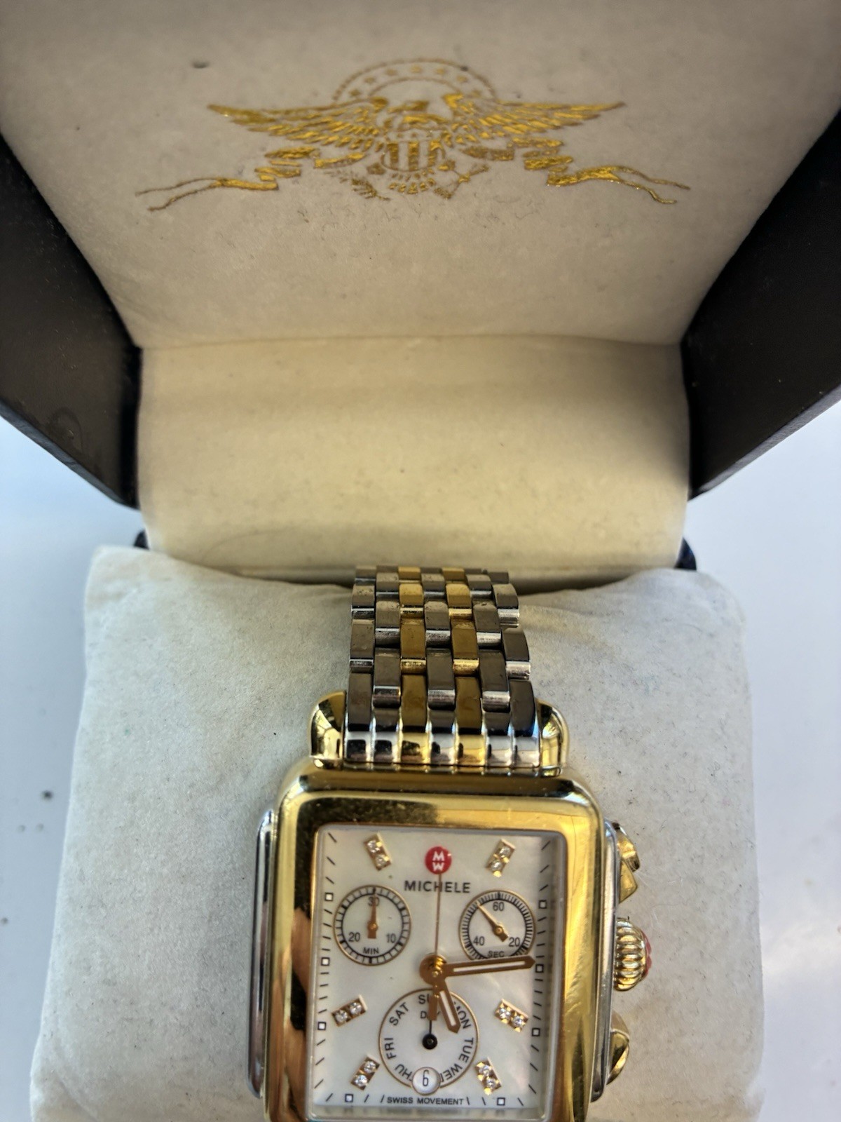 Michele Deco MOP Diamond Dial Two-Tone Steel Ladies Watch (MWW06A000779)