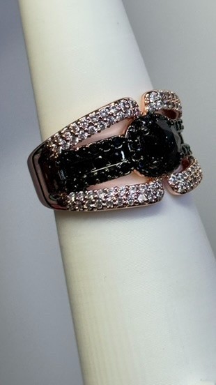Bomb Party UNTAMED Ring Sz 9 “Pretty Little Hunter” Onyx Sandstone on Rose Gold