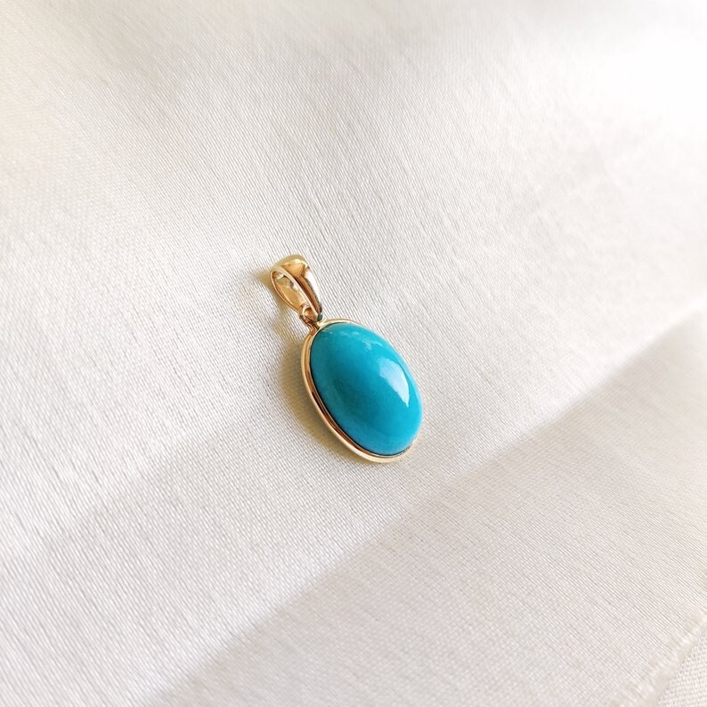 Gold Plated Sleeping Beauty Turquoise Pendant, Turquoise Sterling Silver Pendant