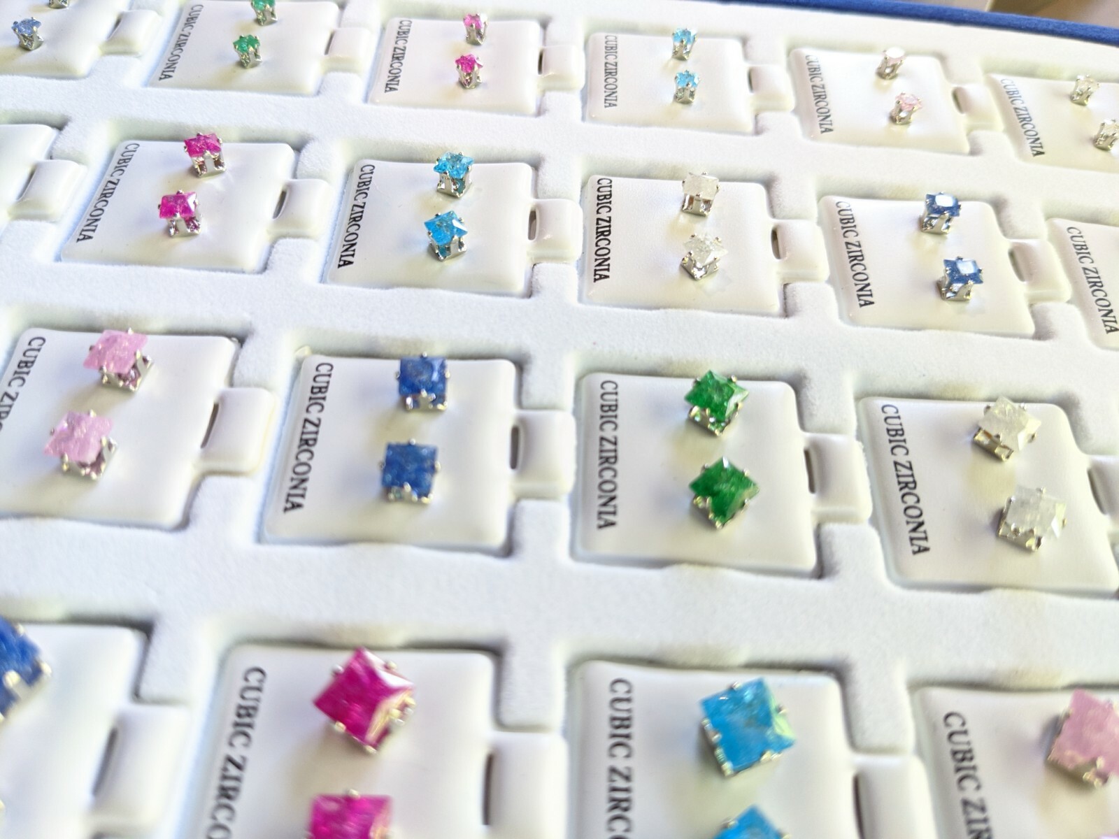 Wholesale 36pcs Cubic Stainless Steel Square CZ Earrings Studs Colors Jewelry
