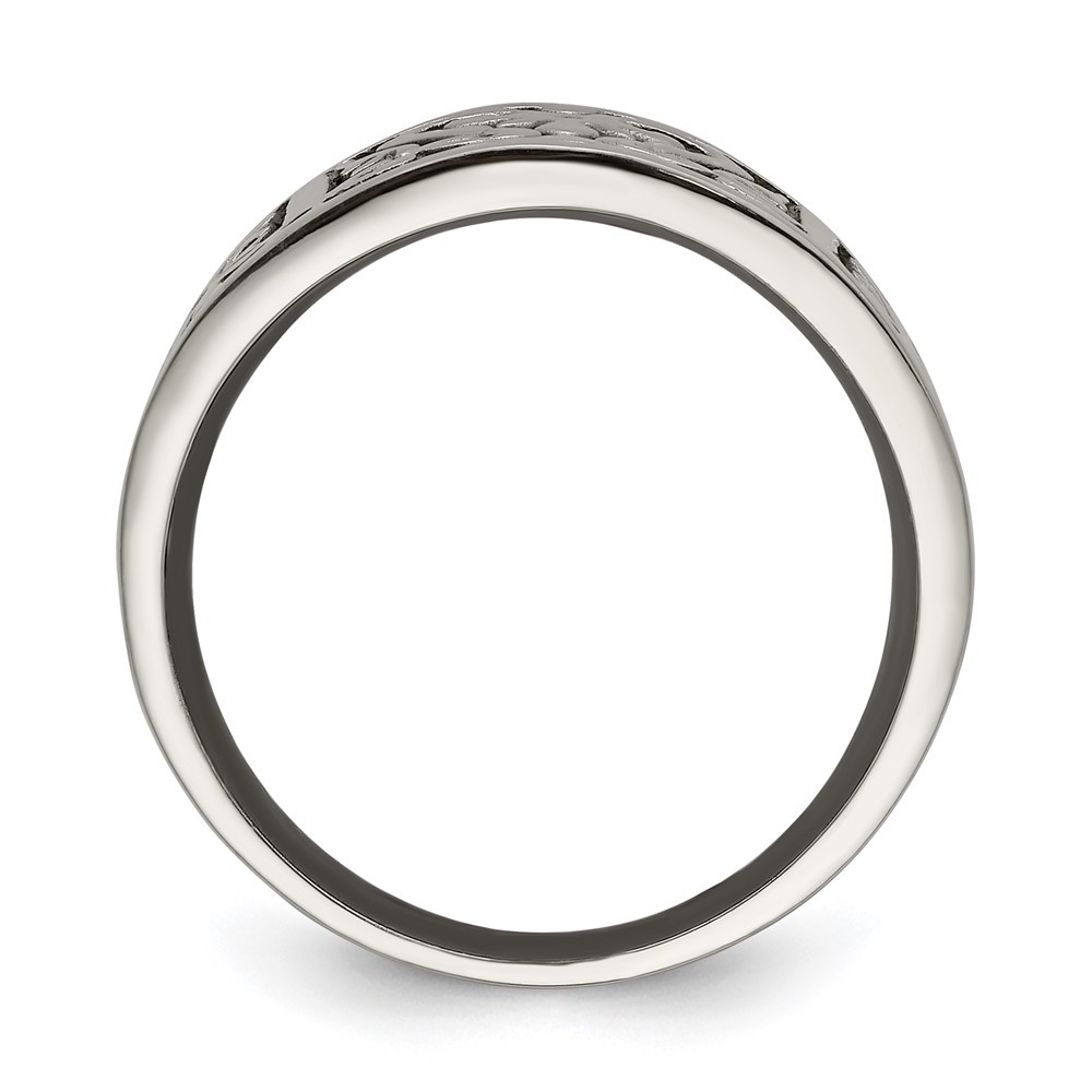 Titanium Flat Casted Design Brushed/Polished 14mm Band Ring Size 9 for Men’s