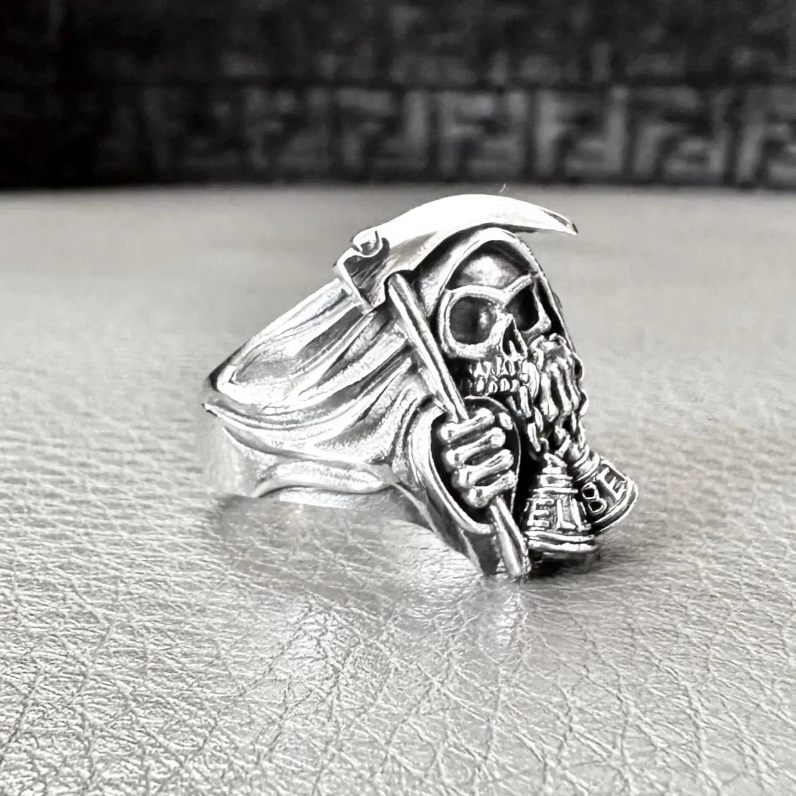 Handcrafted 925 Sterling Silver Grim Reaper God of Death Gothic Biker Punk Ring