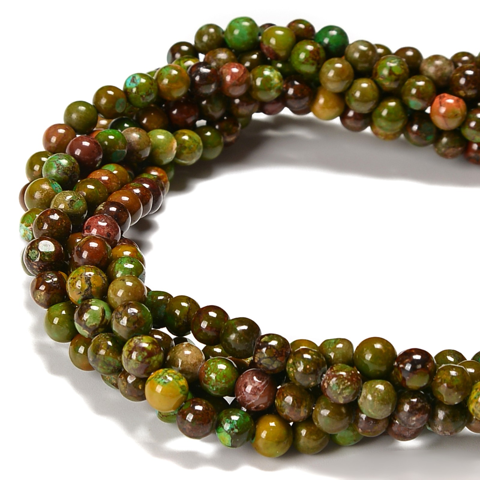 Dark Brown Green Turquoise Smooth Round Beads Size 6-7mm 15.5” Strand