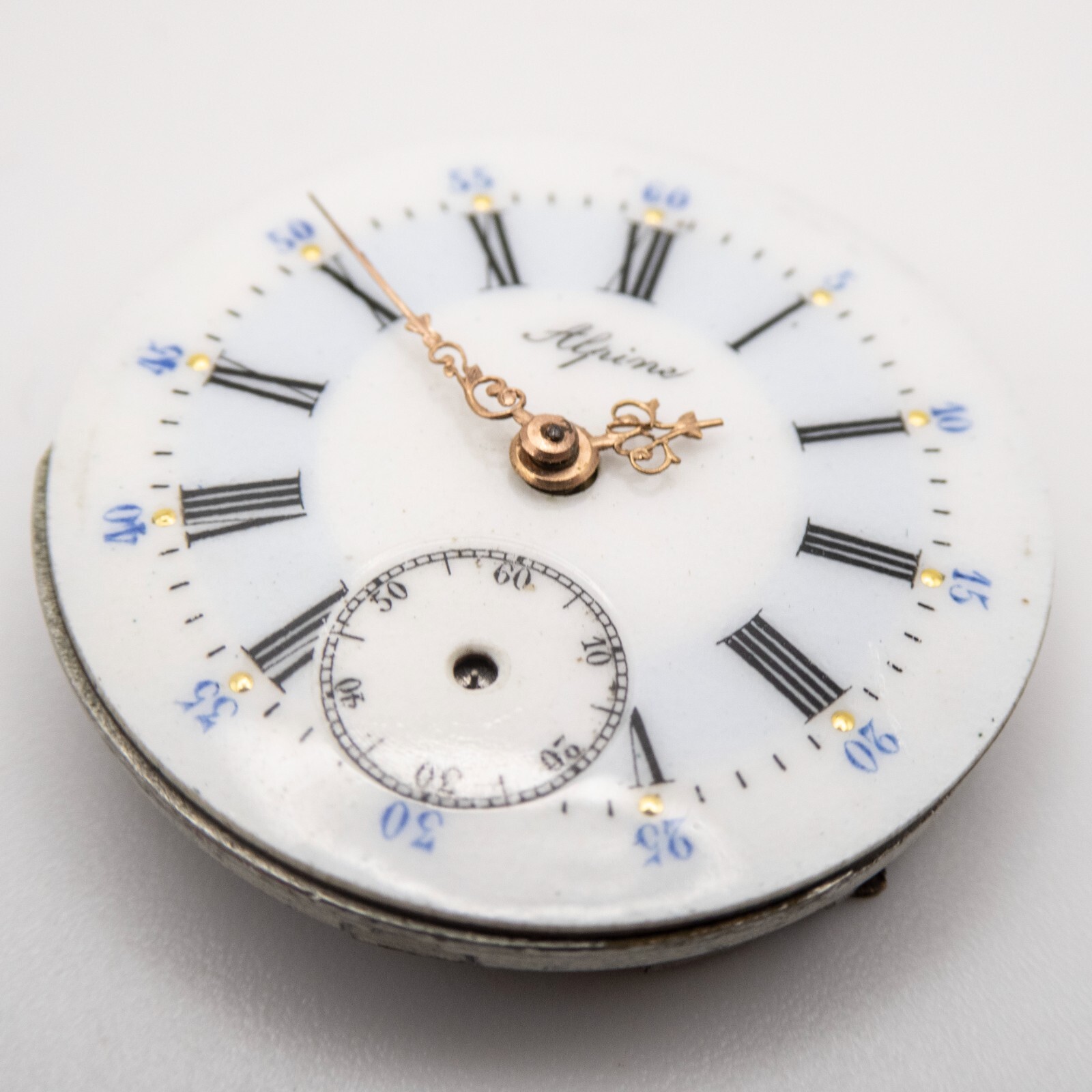 Alpine 29.6 mm x 7.3 mm Swiss Antique Pocket Watch Movement with Fancy Dial