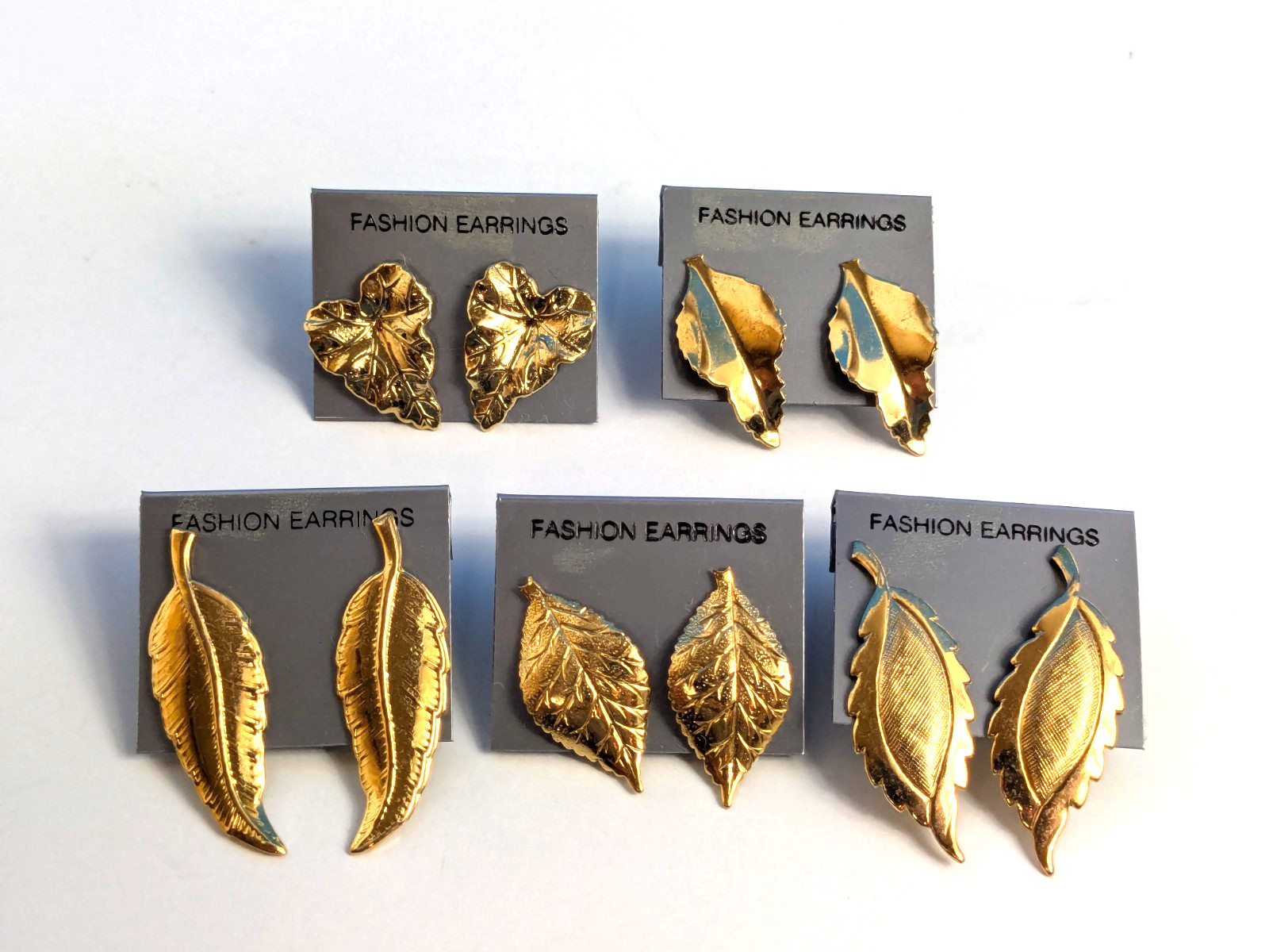 Leaf Leaves Tree Plant Vintage 80s Earrings 5 pair Lot