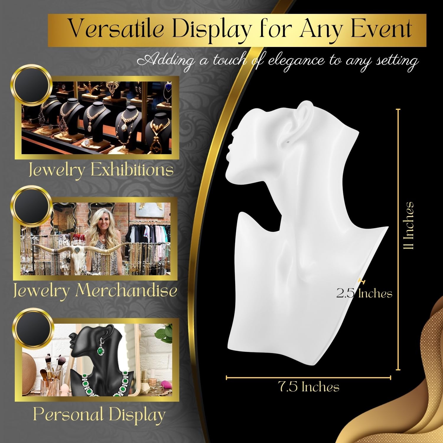 Jewelry Bust Display Stand – White Resin Mannequin Earring Stand for Selling …