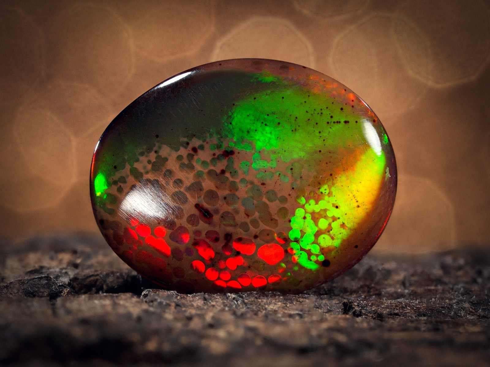 3.95 Ct Ethiopian Black Opal Oval Cabochon Honeycomb Fire Welo 14x11x4 mm