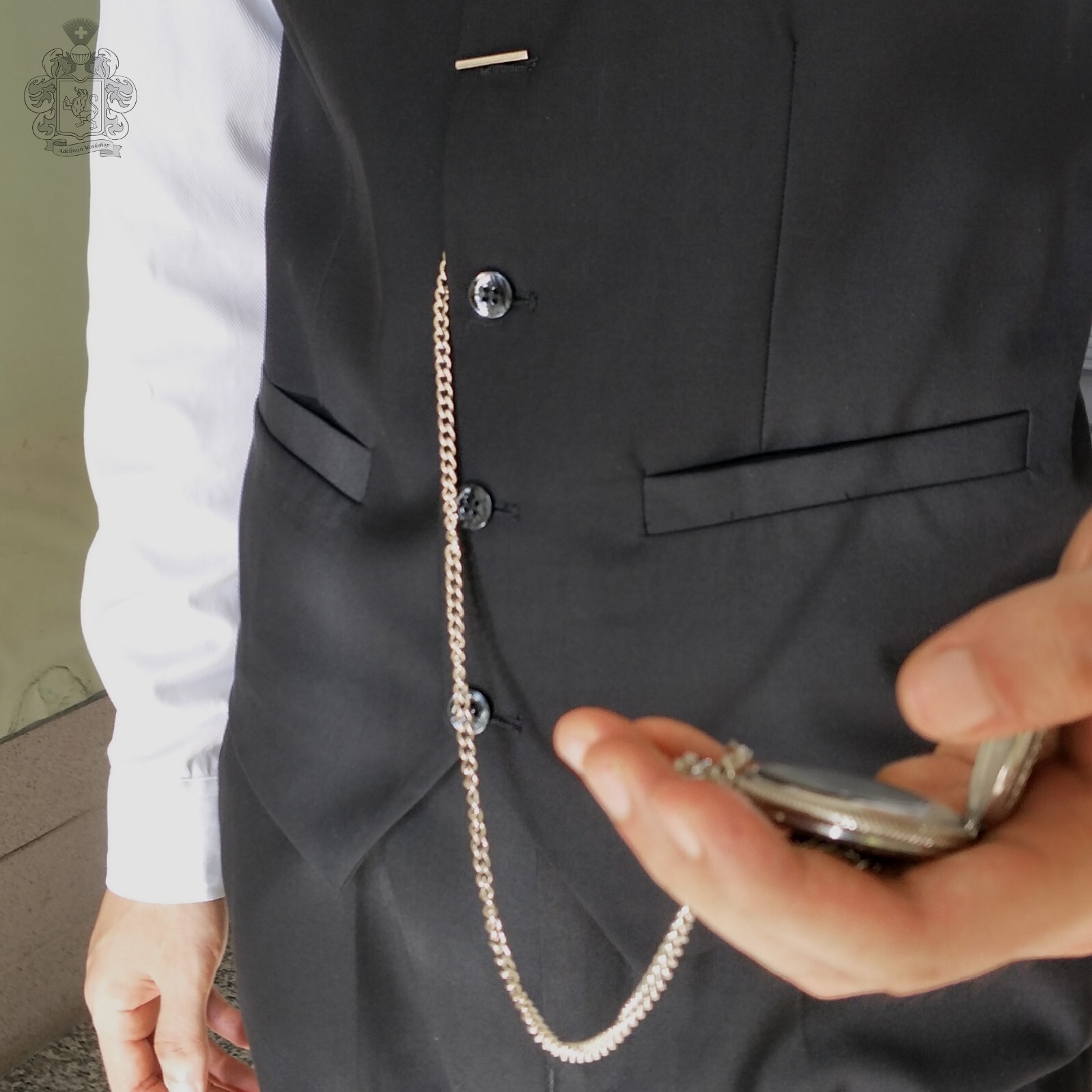 T-Bar Prince Albert Silver-Plated Vest-Pocket Watch Chain