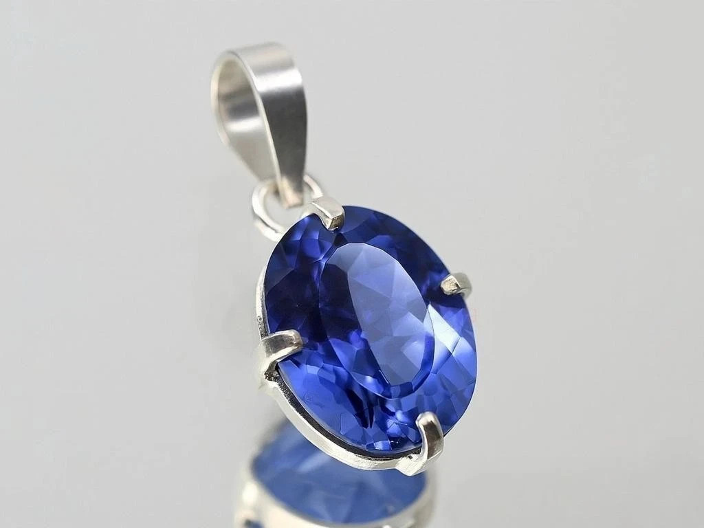 Natural Certified 21.25 Ct BLUE Sapphire Loose Gemstone In Solid Silver Pendant