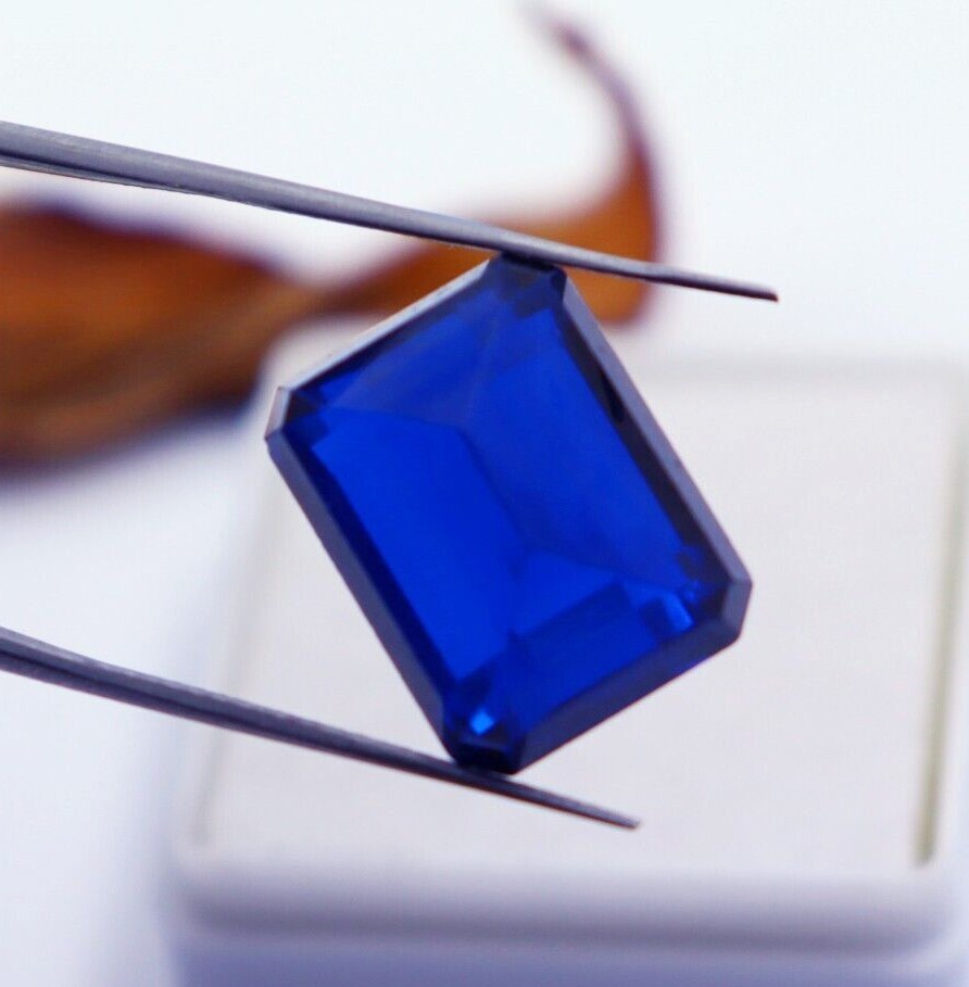 Emerald Cut Natural Blue Sapphire 10-12 Ct Loose Gemstone Certified
