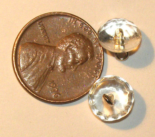 VINTAGE 12 FACETED GLASS ROUND BUTTON • 10mm • BRASS SHANK • Assorted Colors