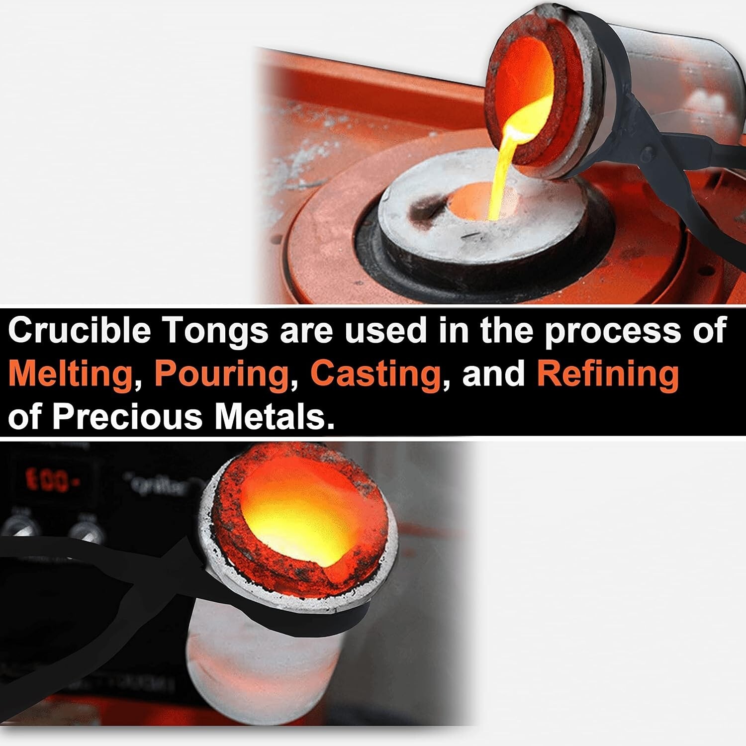 27″ Foundry Crucible Flask Tongs 4″ Dia Refining Melting Casting Gold Silver