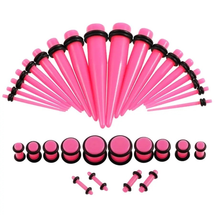 36 pcs Ear Stretching Kit 14G-00G Taper Ear Gauges Plugs Tunnels Expander Set