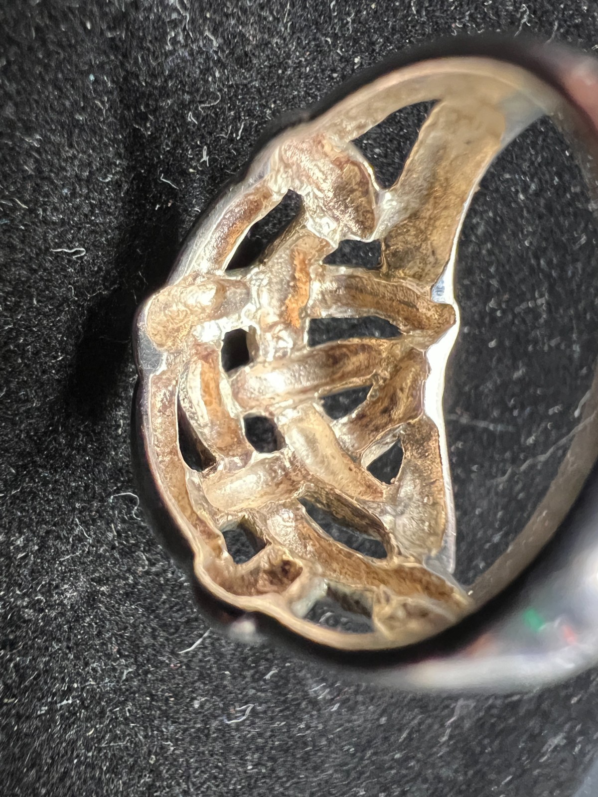 Vintage Sterling Silver Domed Basket Weave Ring Sz 8 almost – See mandrel