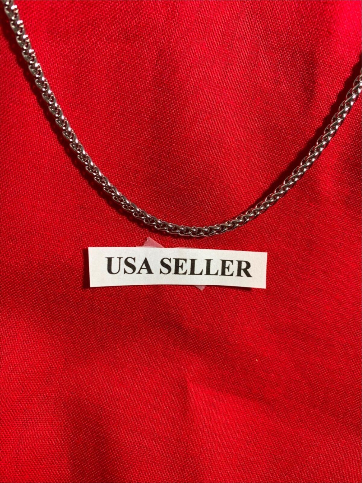 22 inch 3 mm Stainless Steel Braided Wheat Rope Unisex Necklace Chain