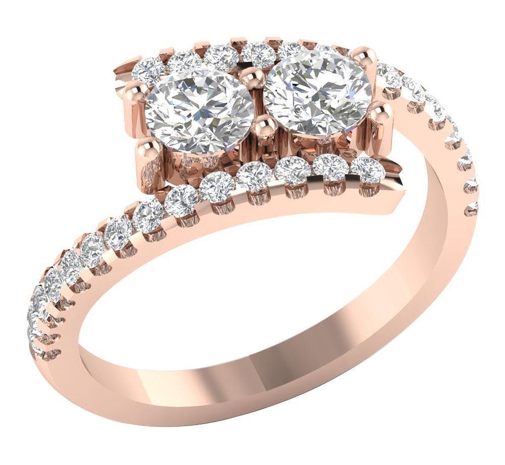 SI1 G 1.15Ct Forever Us 2 Stone Diamond 14K Solid Gold Solitaire Engagement Ring
