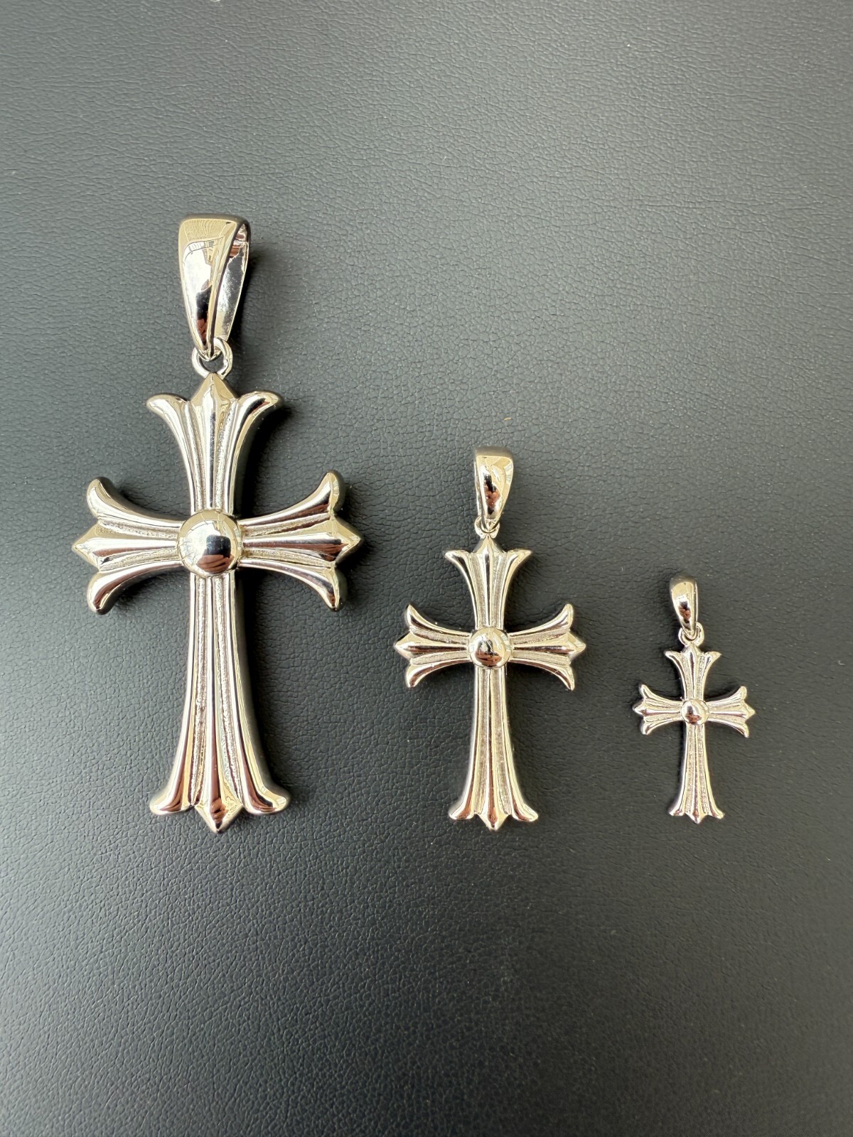 Gothic Cross Plain Real 925 Sterling Silver Pendant Necklace Hearts Of Chrome