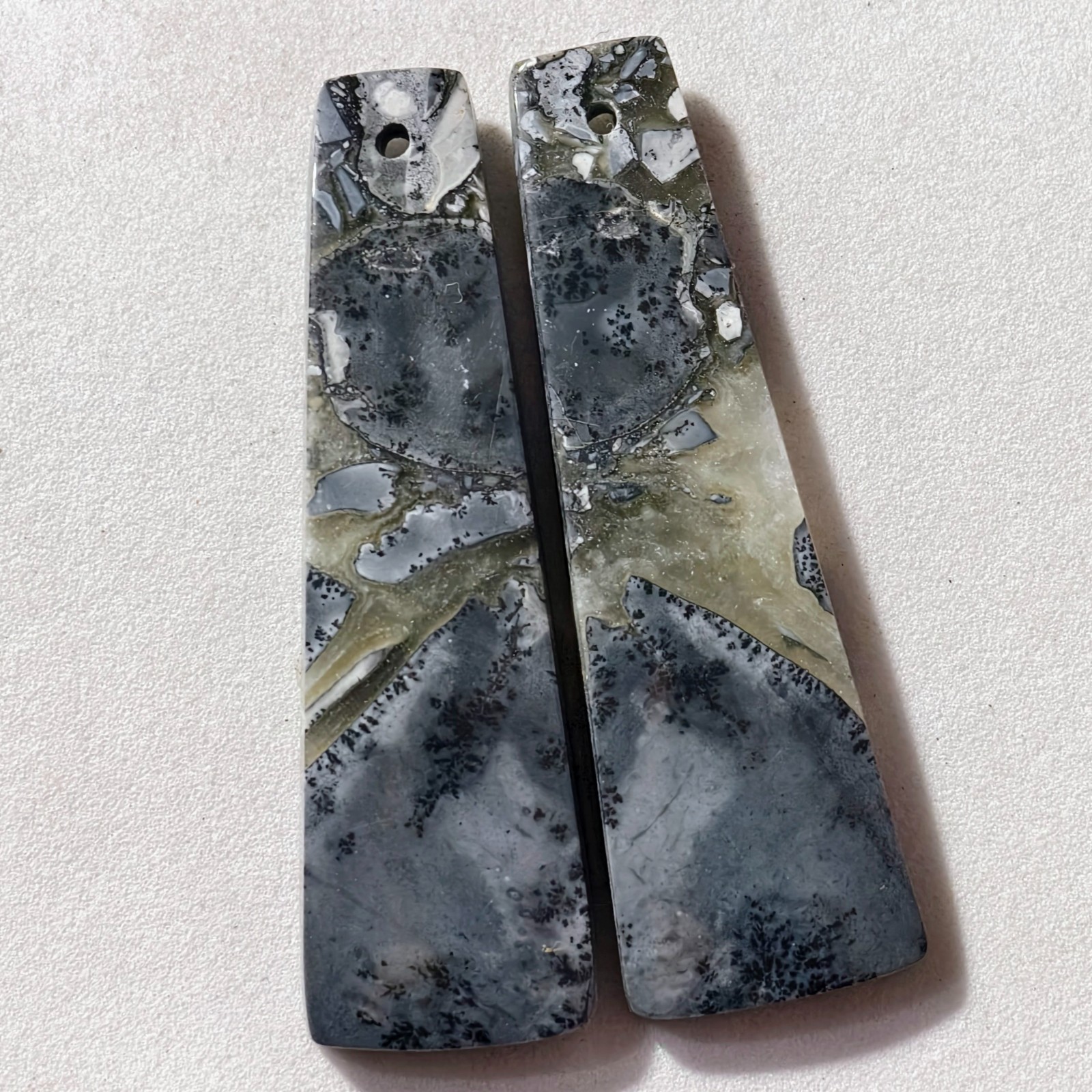 49 Cts Natural Maligano Jasper Drilled Pair Cabochon Gemstone 45.5 X 14.2 MM