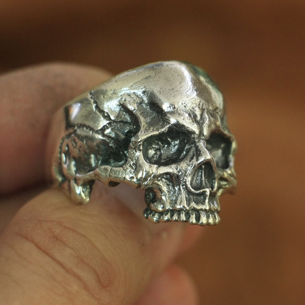 925 Sterling Silver Details Skull Ring Biker Punk Jewelry TA135A US Size 7~14 EZ