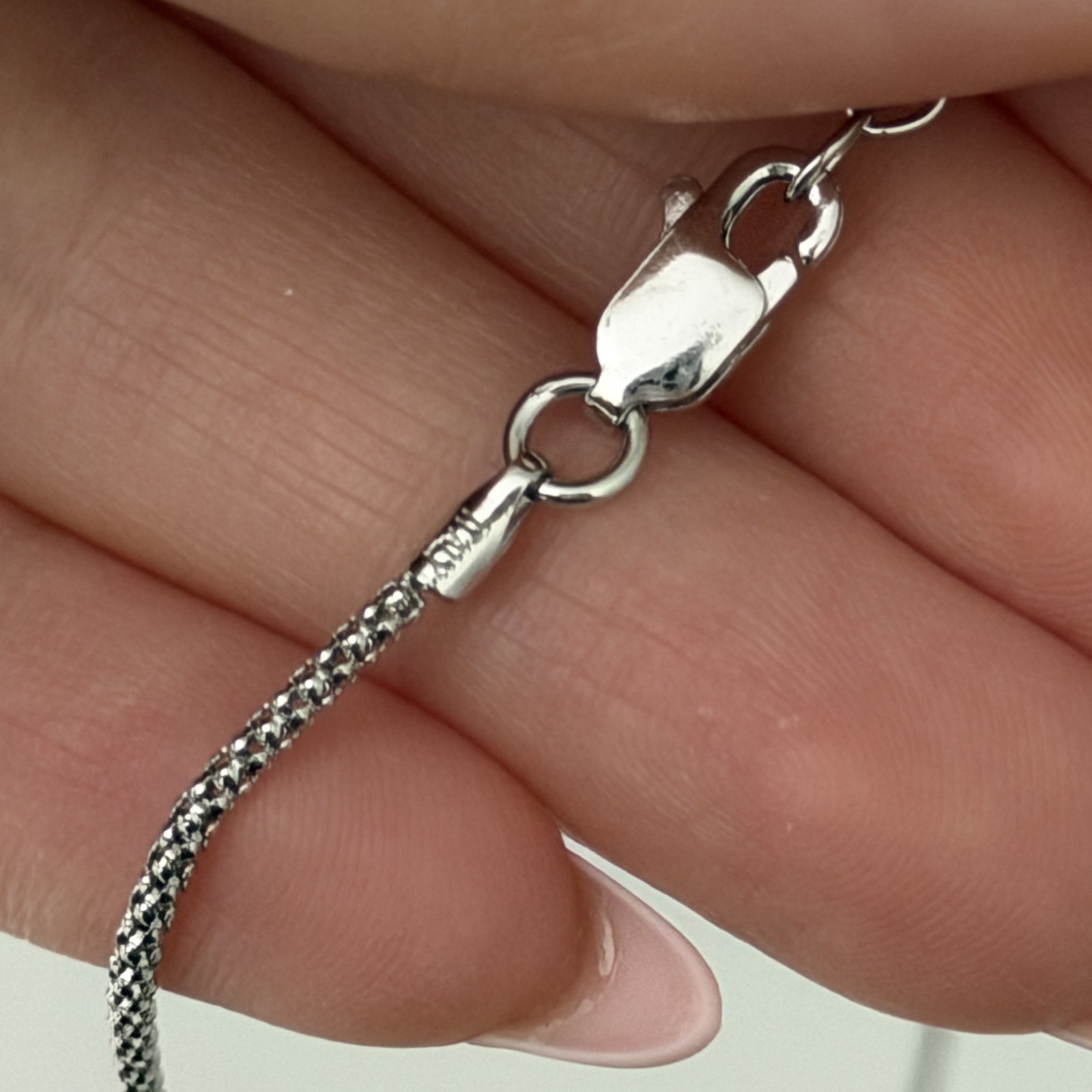 925 Italy Sterling Silver Popcorn Chain Link Necklace Adjustable 20″