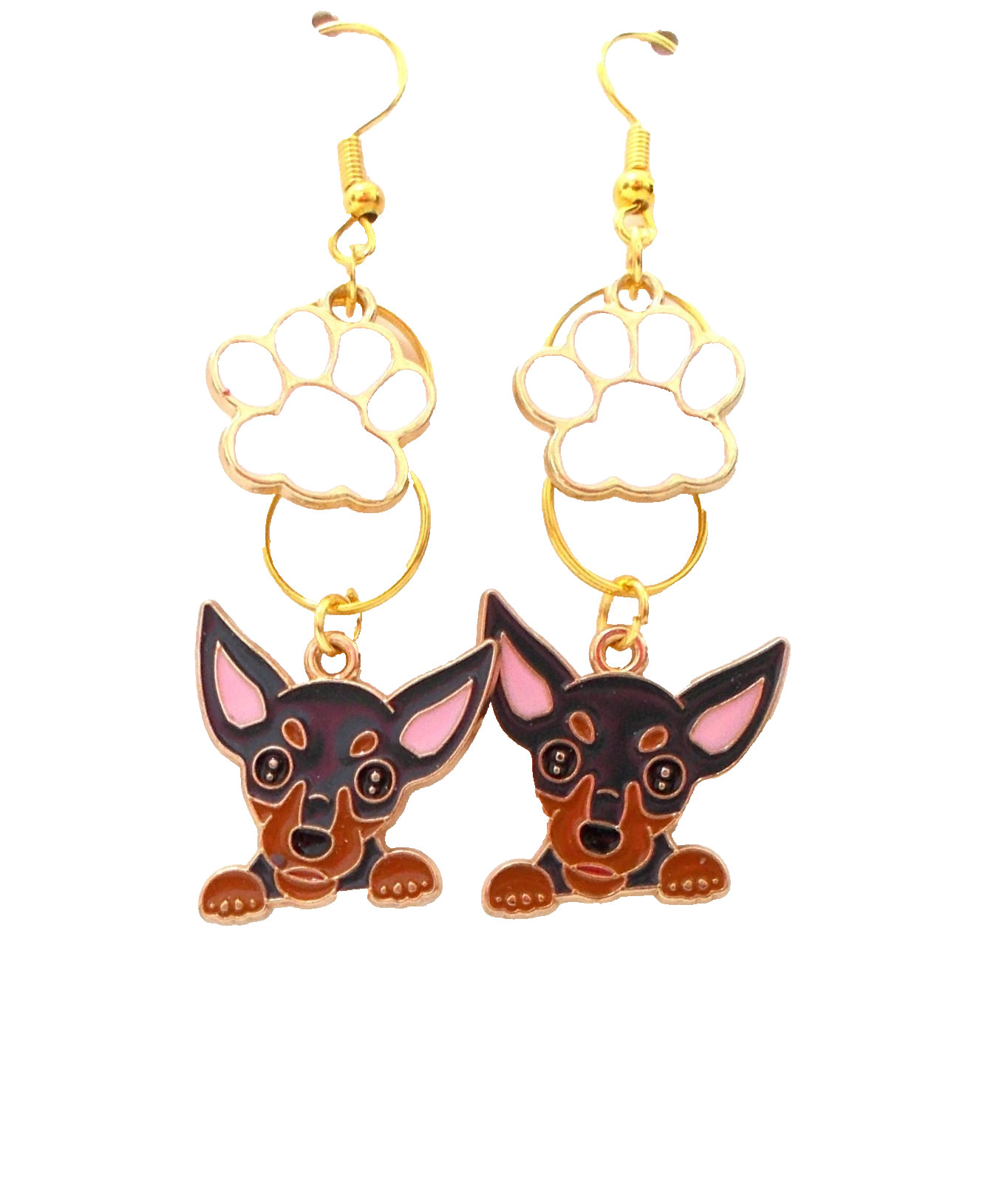 DOBERMAN MIN PIN HANDMADE EARRINGS, BEAUTIFUL ACRYLIC FLAT 2D JEWELRY