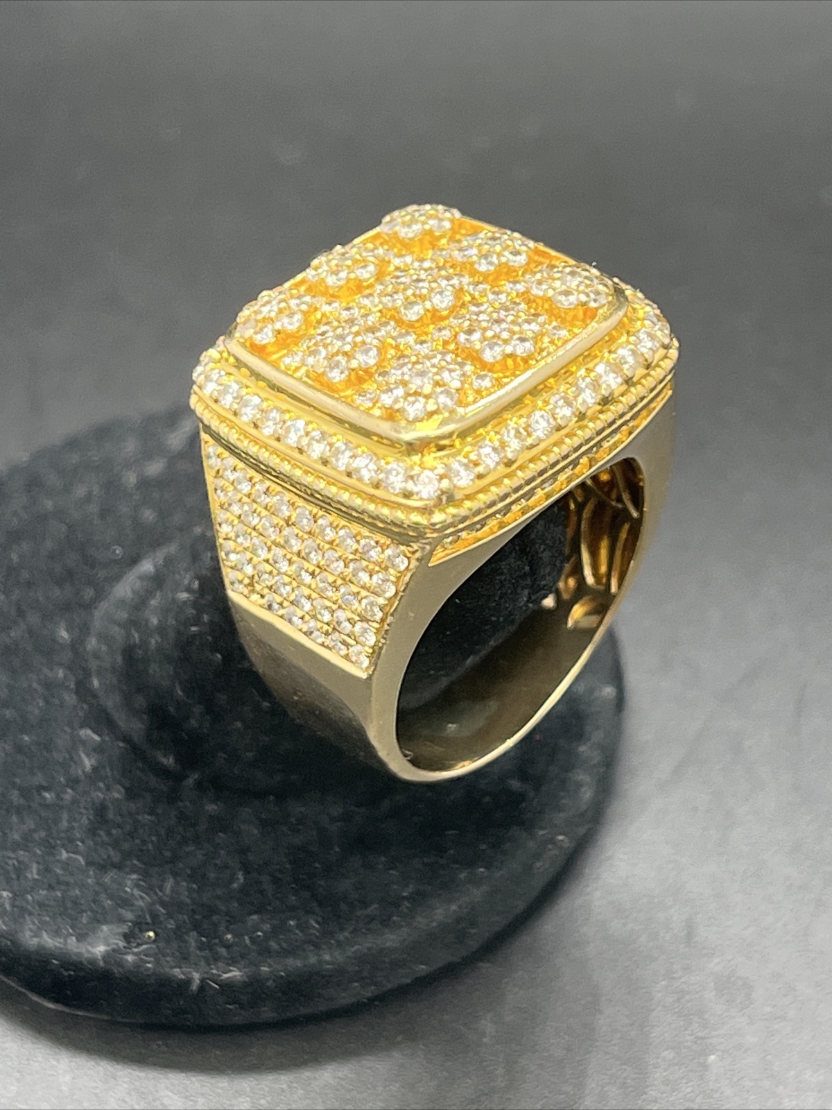 14K Solid Yellow Gold Diamond 2.00CT Men’s Ring Size 10.5