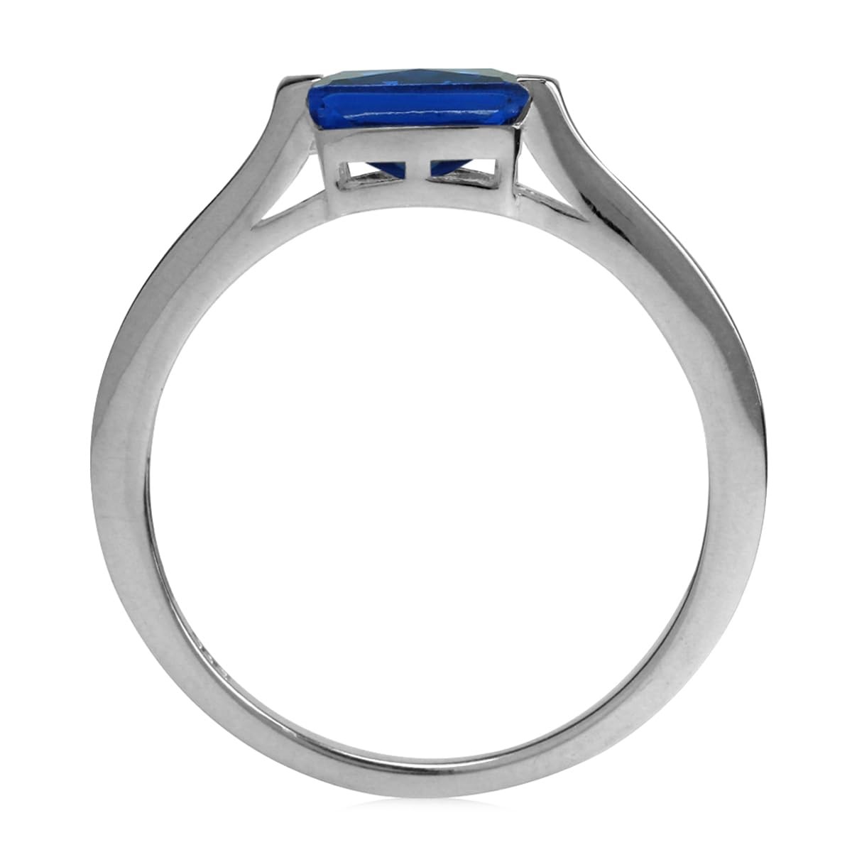 Created Octagon Blue Sapphire September Birthstone 925 Sterling Silver East-W…