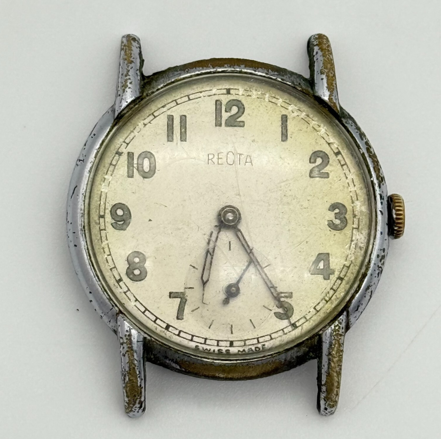 Vintage Men’s RECTA Military Swiss Mechanical Watch, 33mm, Small Sec (For Parts)
