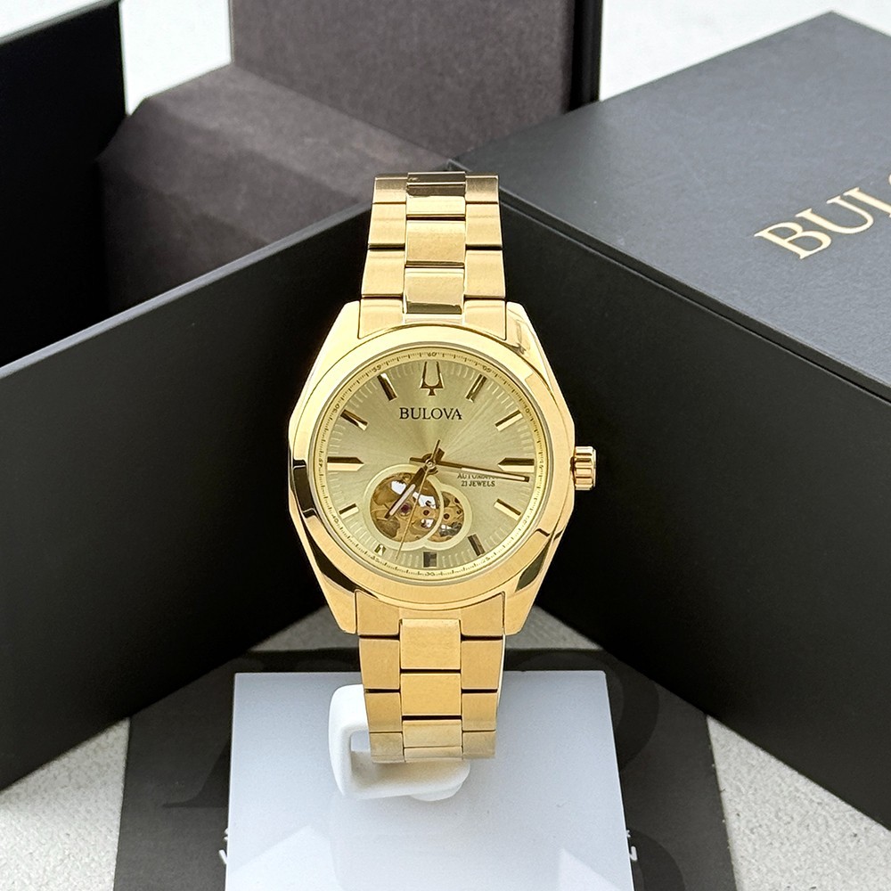 Bulova Men’s Surveyor Champagne Dial Stainless Steel Automatic Watch 97A182