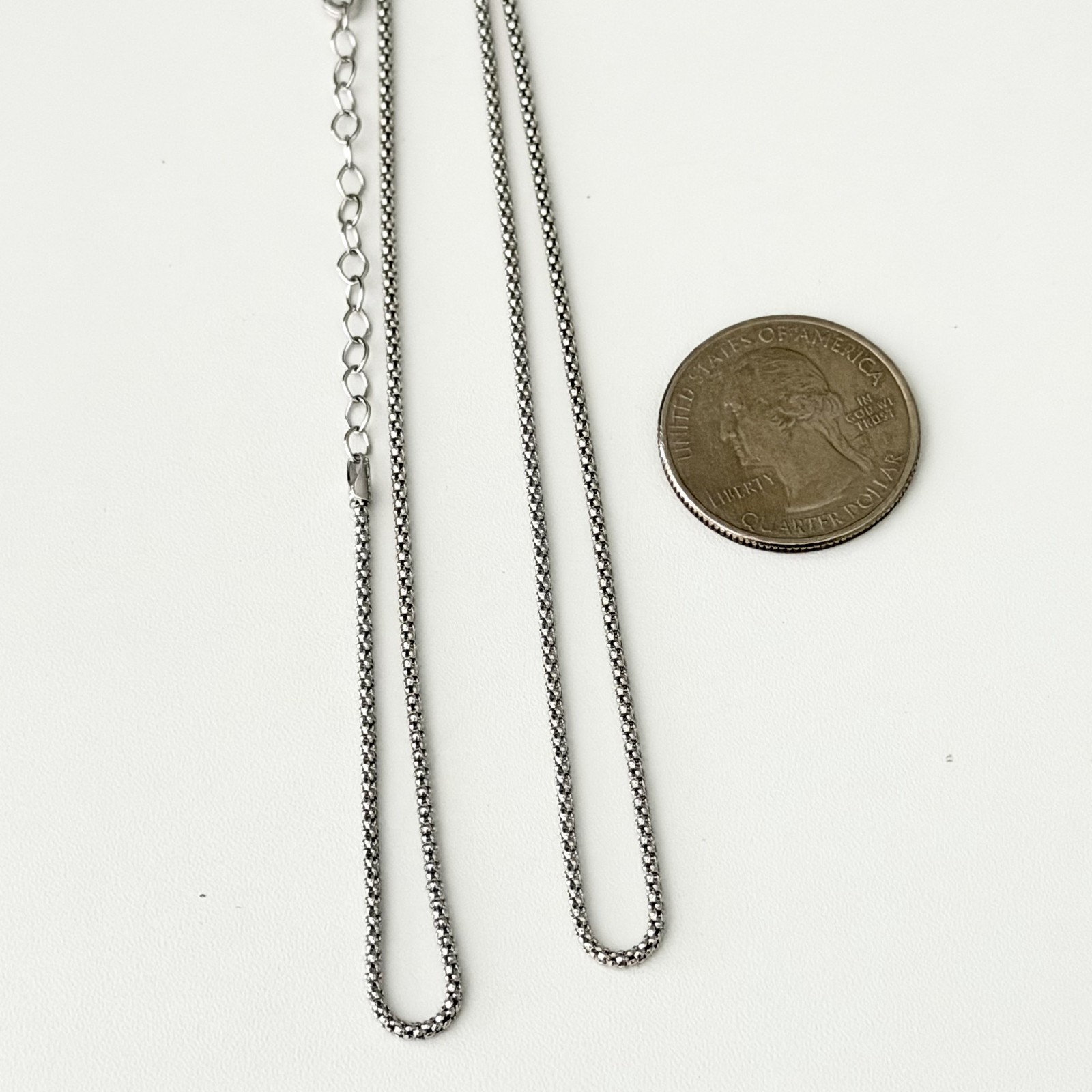 925 Italy Sterling Silver Popcorn Chain Link Necklace Adjustable 20″
