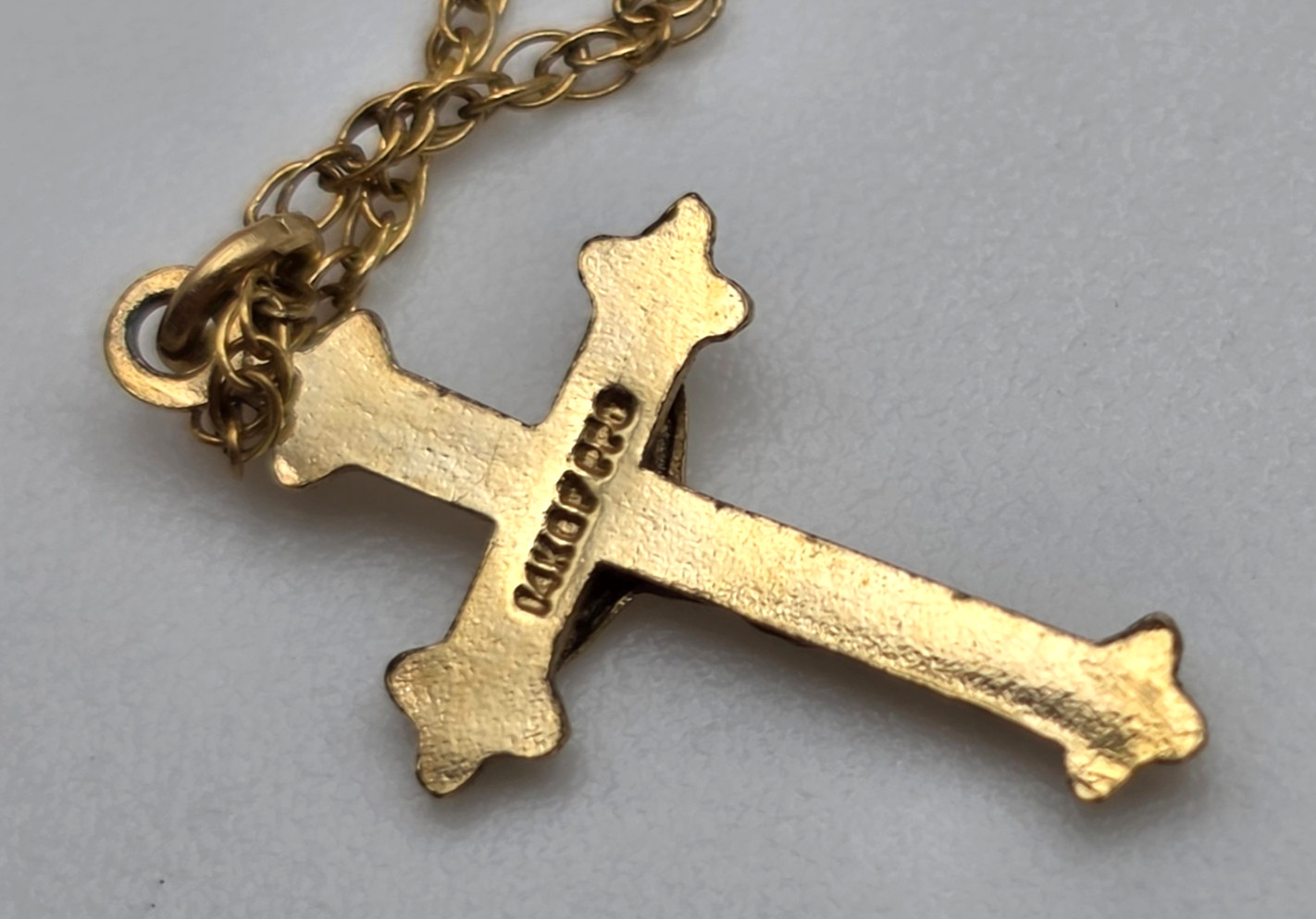 Vintage PPC 1/20 14K Gold Filled Crucifix Cross Necklace 18 In Religious Pendant