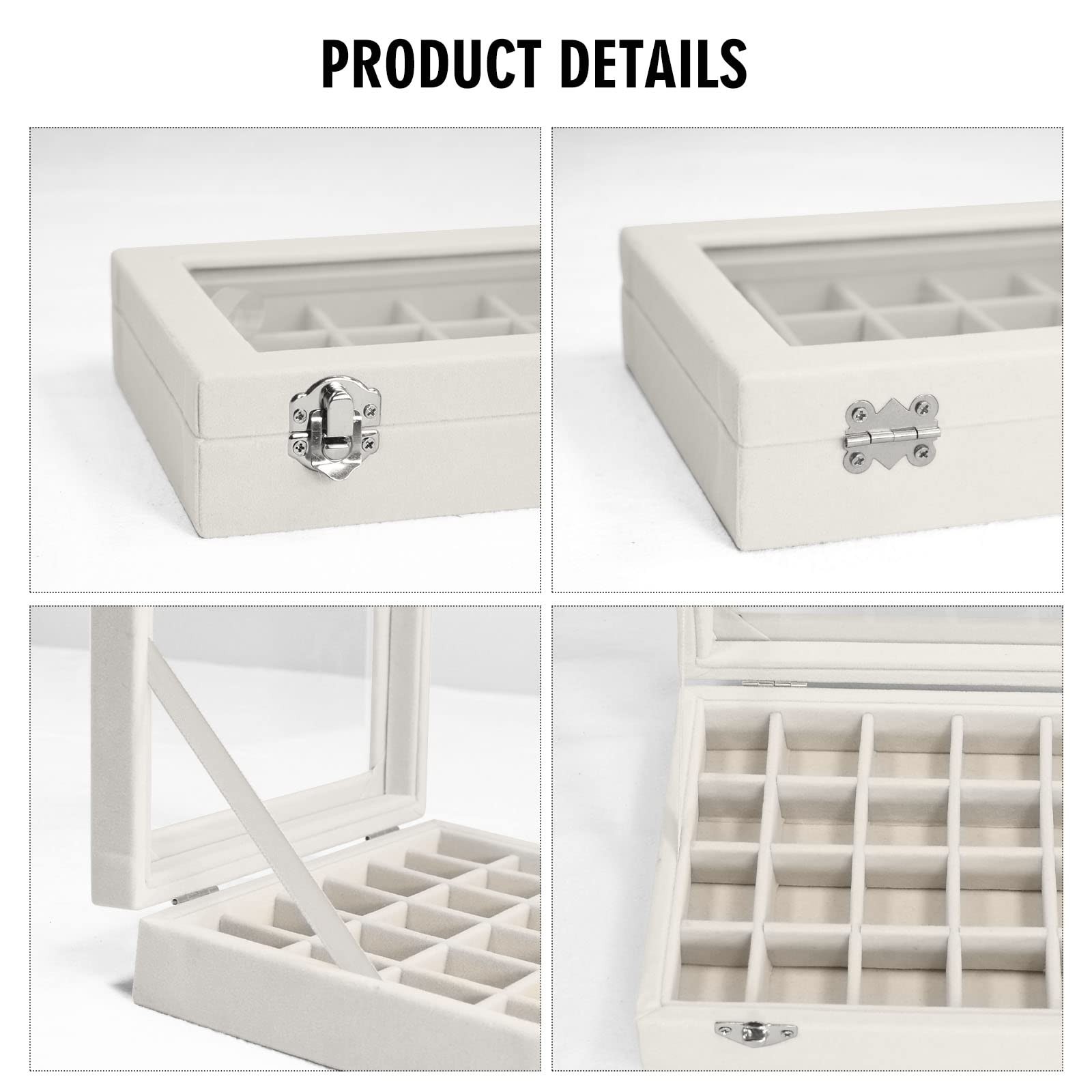 24 Grid Velvet Jewelry Ring Display Box Tray Holder Storage Case for Girls