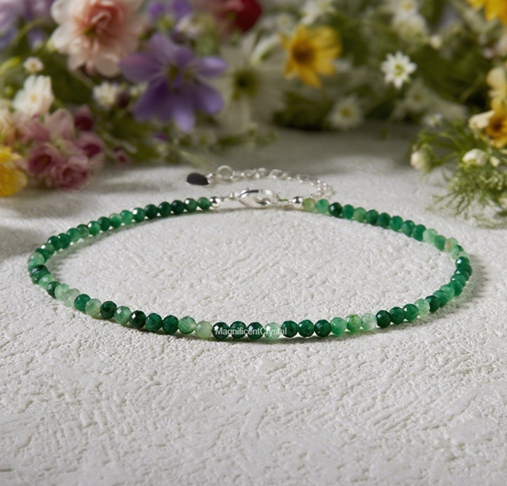 Dainty Natural Jade Anklet Energy Boho Jewelry Summer Vibe Surfer Women Gifts