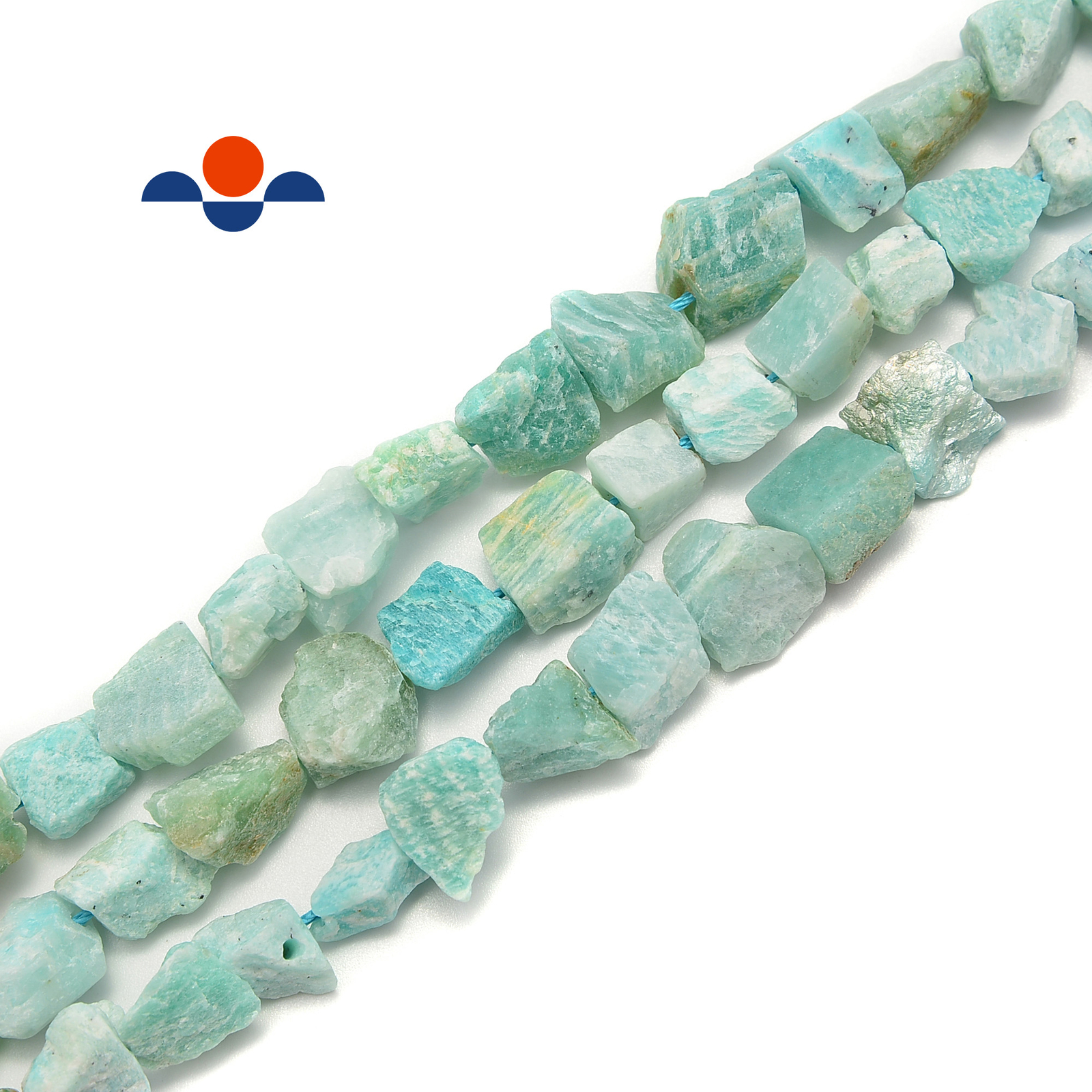 Green Amazonite Rough Nugget Chunks Side Drill Beads Approx 9x10mm 15.5″Strand