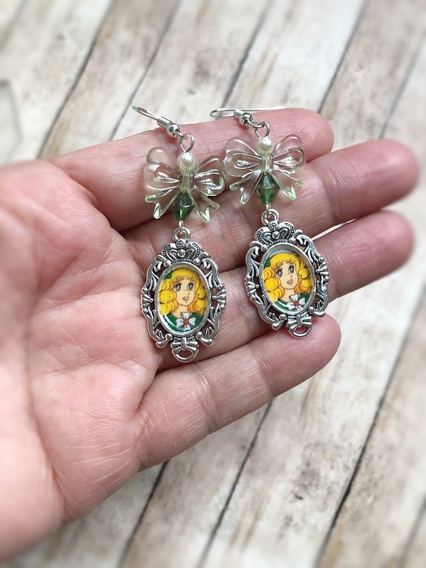 Candy Candy Green Dress earrings Manga 90s TV serie Retro Girl Anime Japanese ()